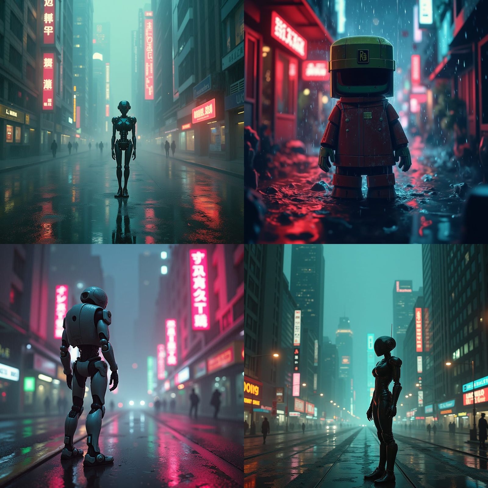 Cyberpunk Robot in Neon Cityscape