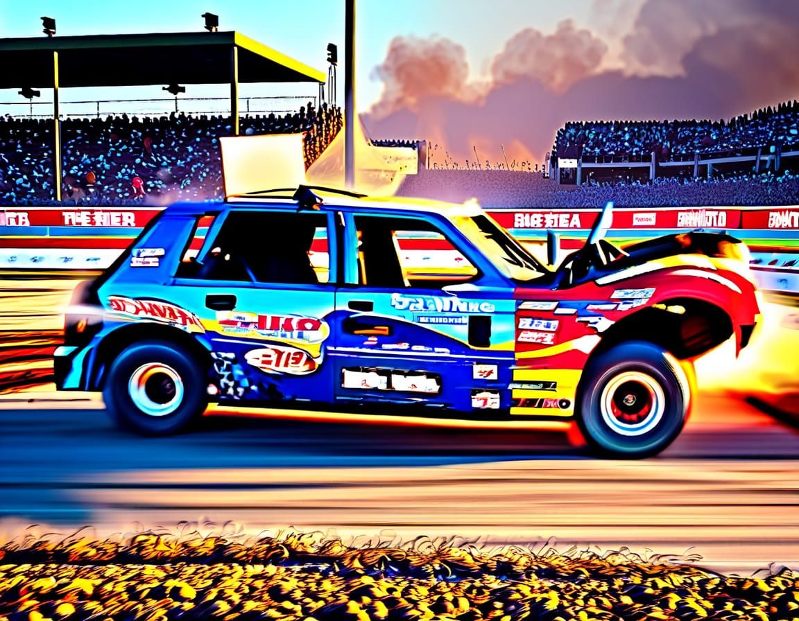 Explosive Demolition Derby in Digital Art Style