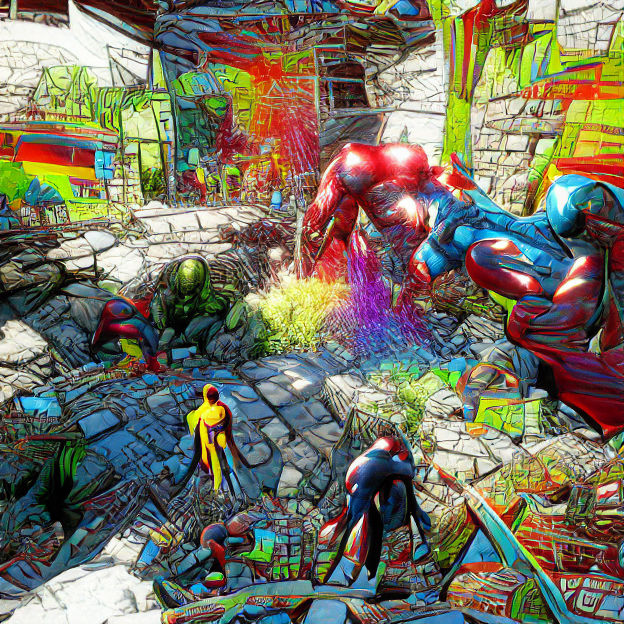 Dynamic Marvel Comics Scene in Vivid Colors