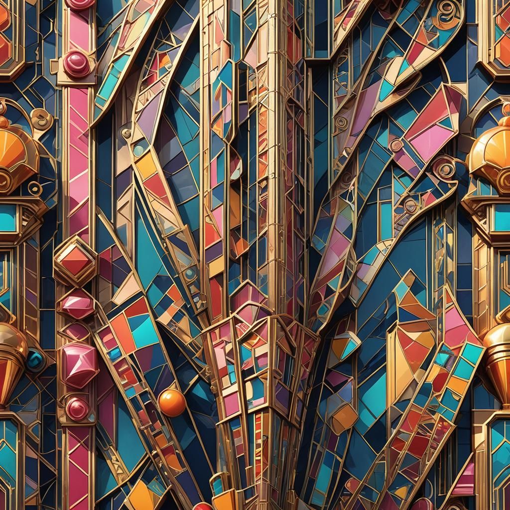 Candy Art Deco Building Facade in Bold Colors