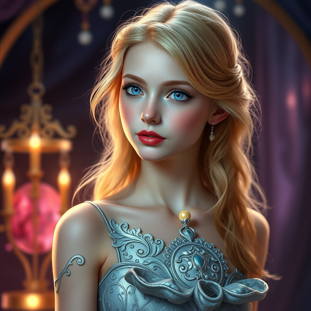 Ethereal Woman in Fantasy Gown, Unreal Engine 5