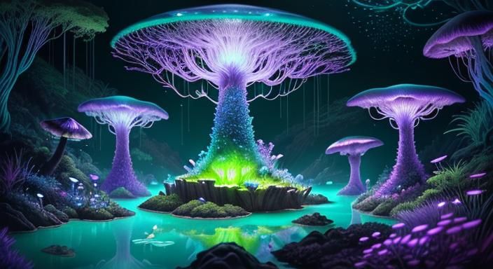 Biopunk Cyborg Fox in Neon Laboratory