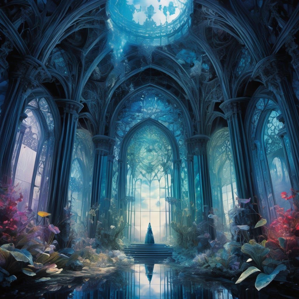 Ethereal Glass Castle in Fantasy Style