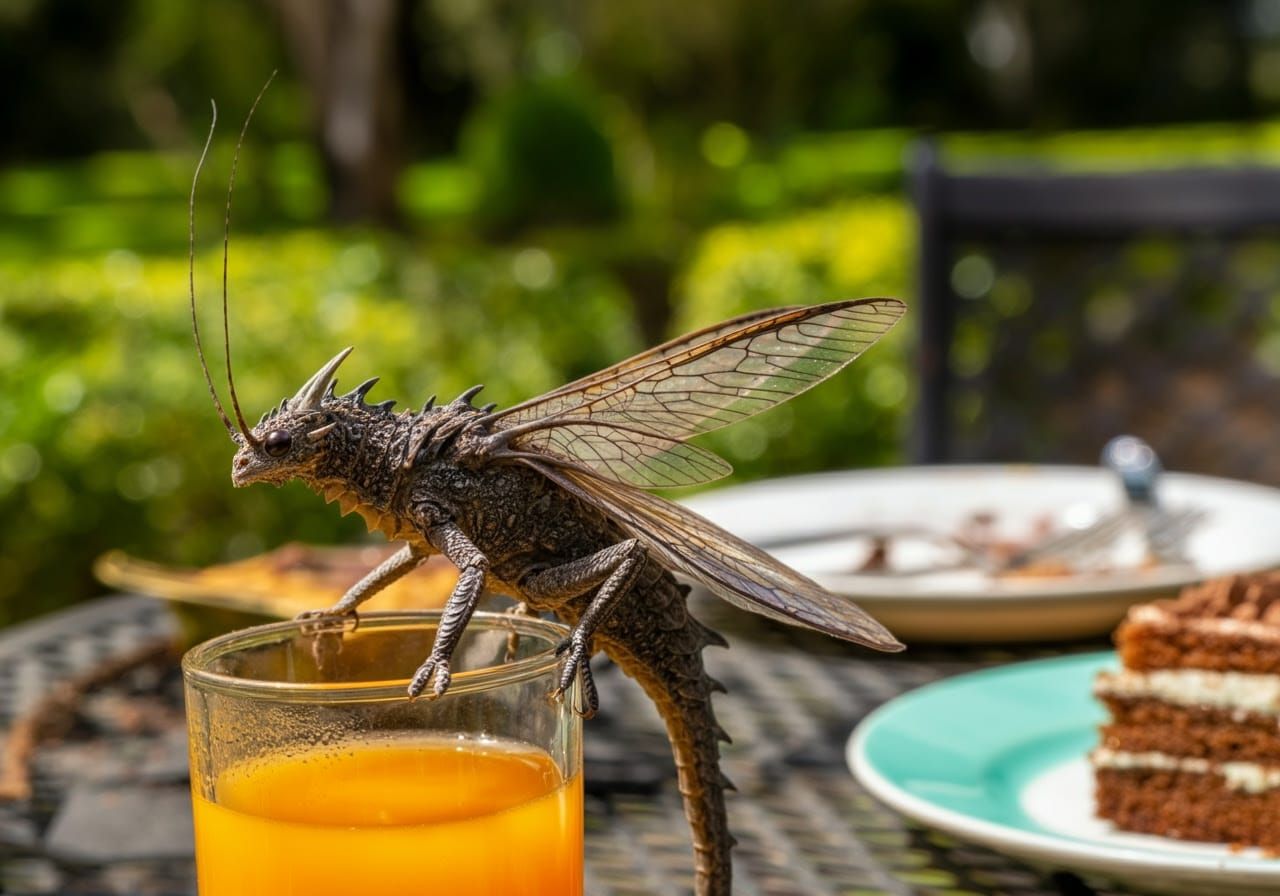 Iridescent Dragon Wasp on Glass Edge