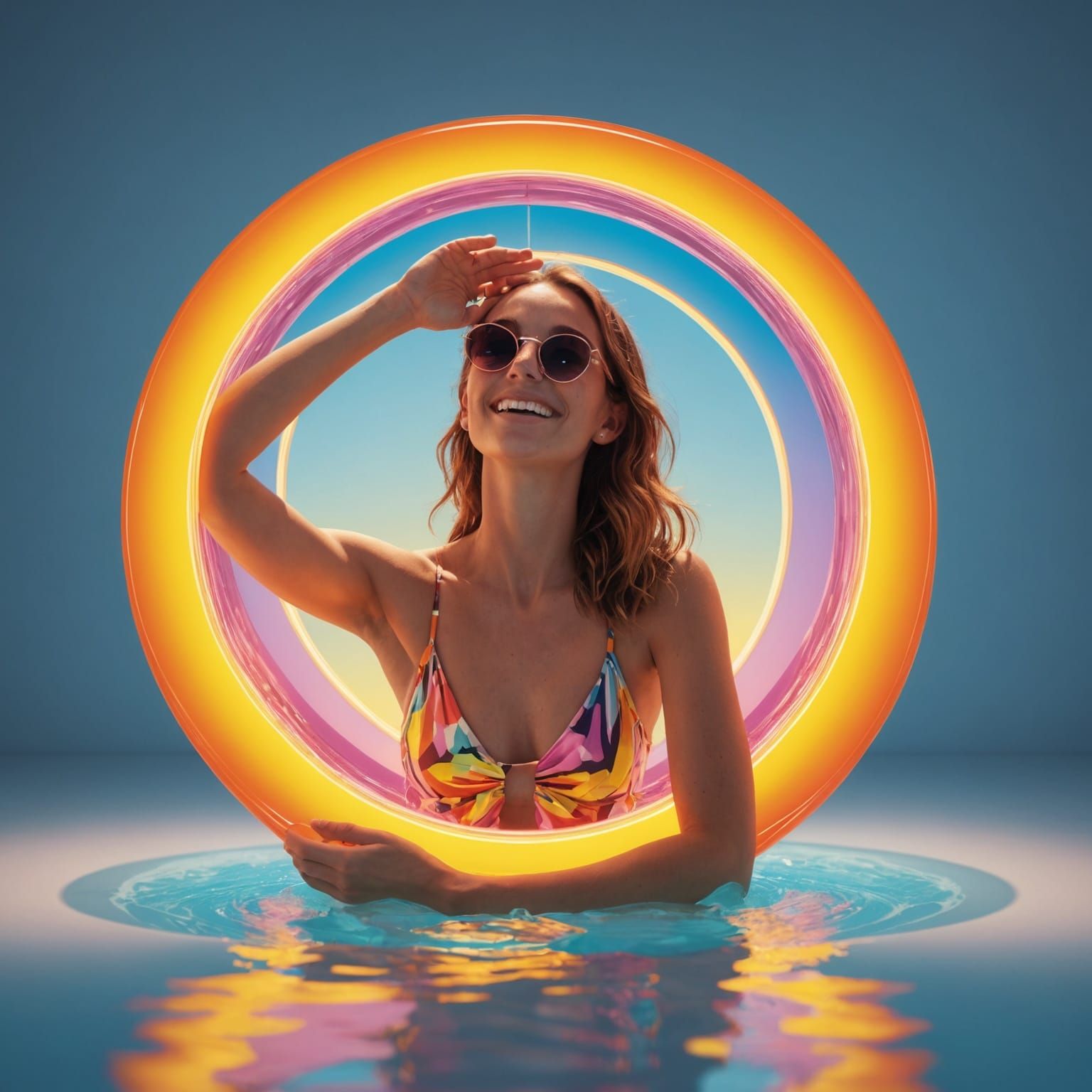 Ecstatic 3D Model Bathed in Ring Light: Photorealistic Rende...