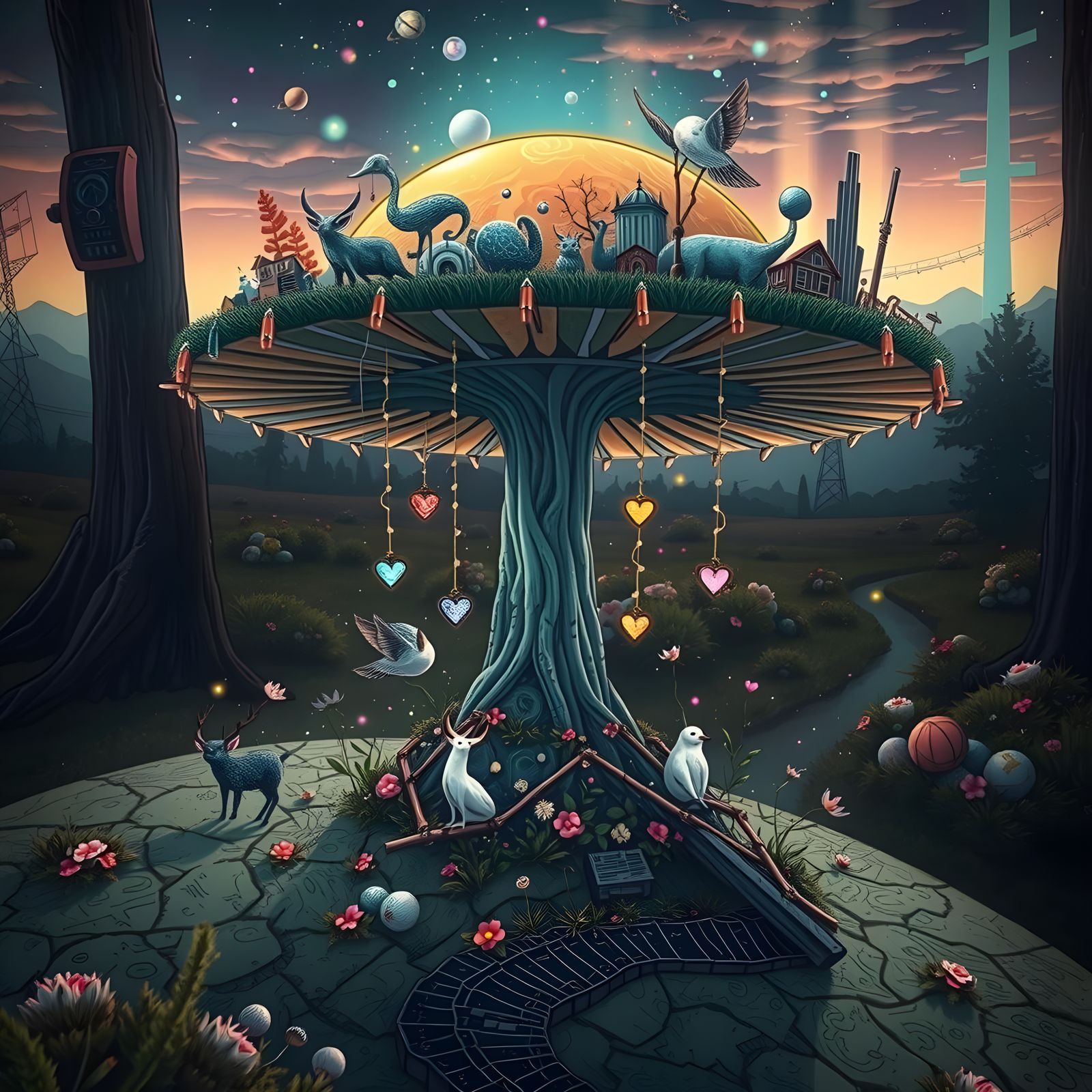 Cozy Psychedelic Notebook Page with Doodles