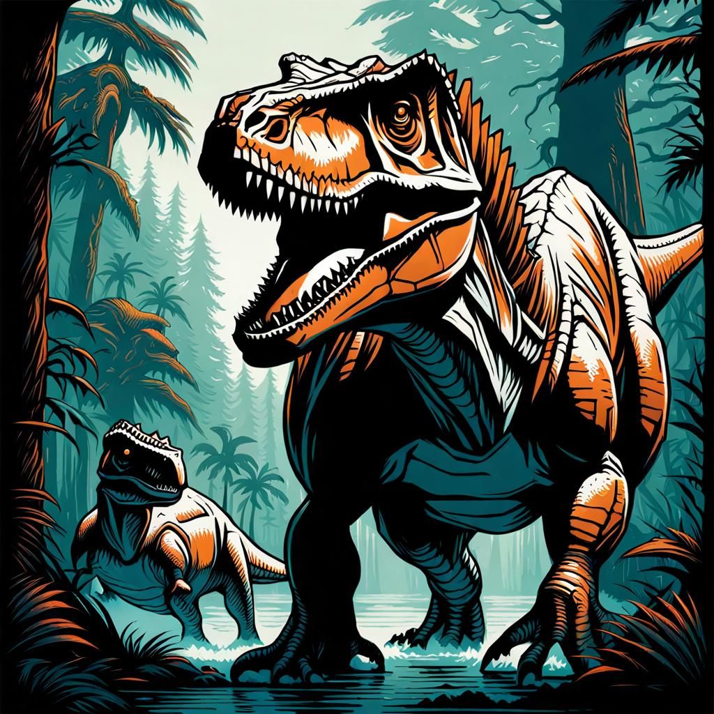 Dinosaurs Portrait in Graphic Art Style