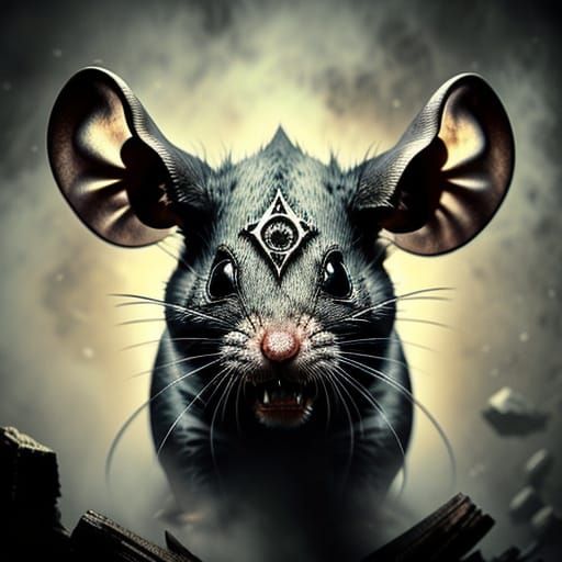 Dark Jerry the Mouse in a Creepy Halloween Horror Scene