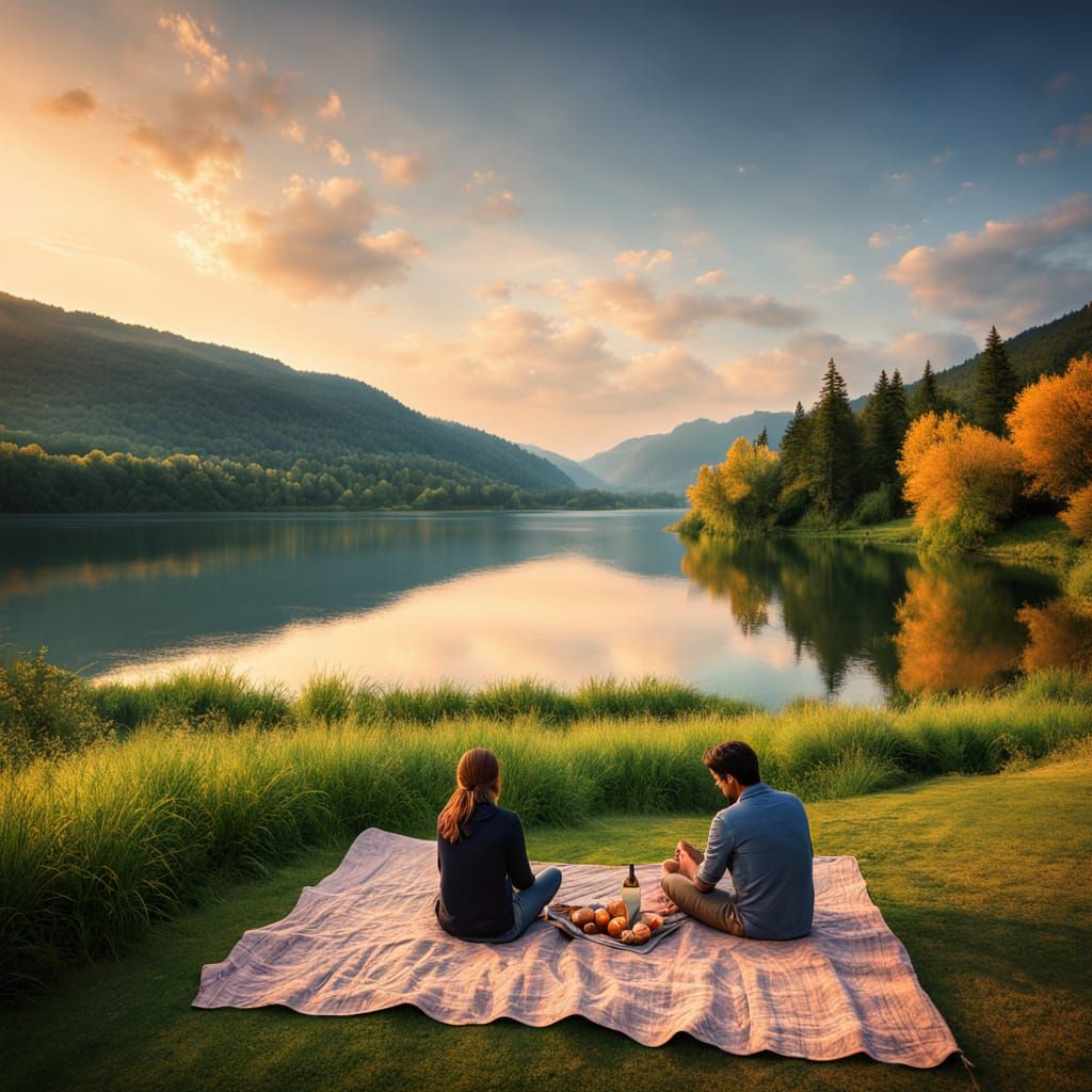 Golden Hour Serenity in a Lush Landscape