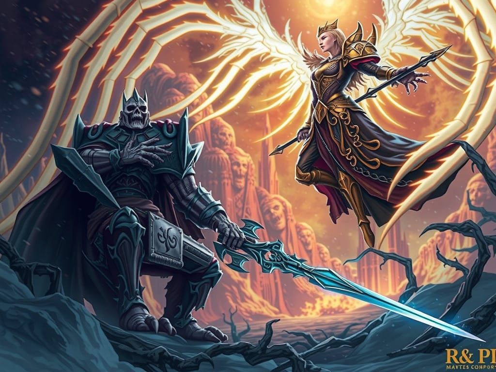Golden Angel Confronts the Undead Lich King in Haunting Snow...