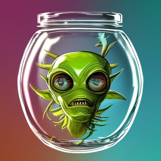 Hyperrealistic Alien in a Jar Concept Art