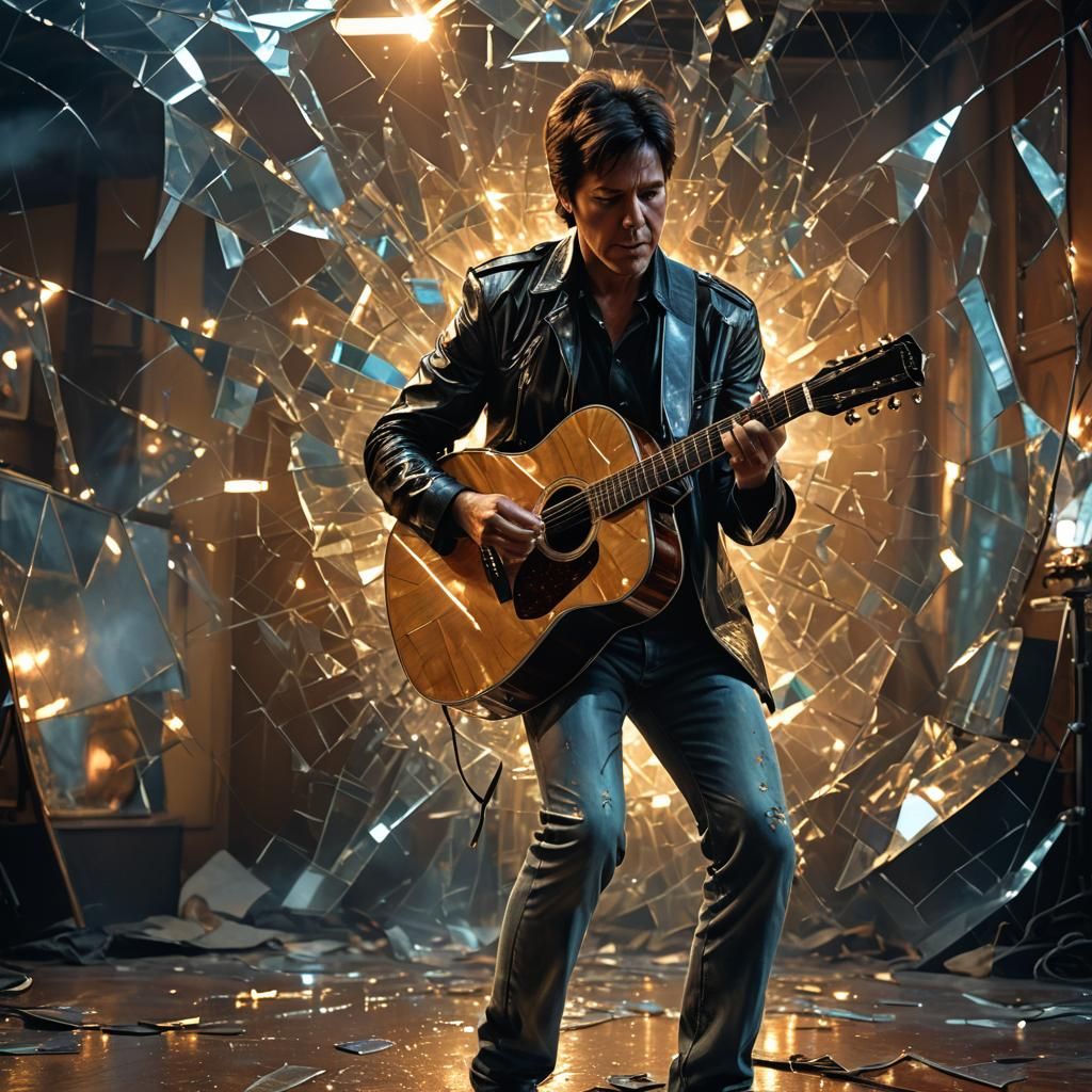 Shakin Stevens in Cracked Mirror: Digital Art