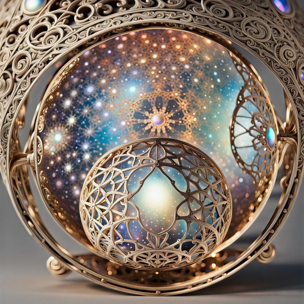 Intricate Metal Astrarium with Filigree Details