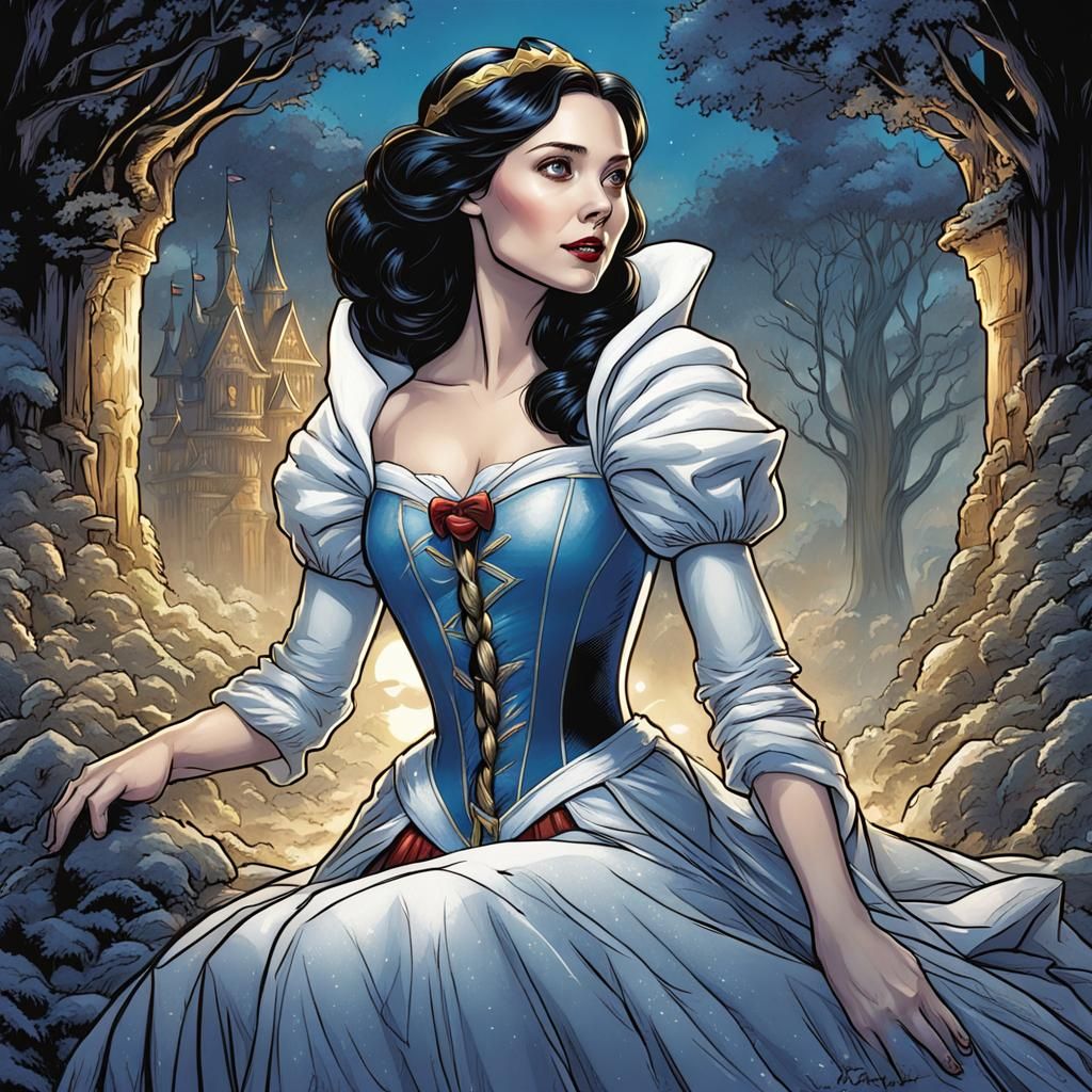 Snow White Portrait in Comic Book Style