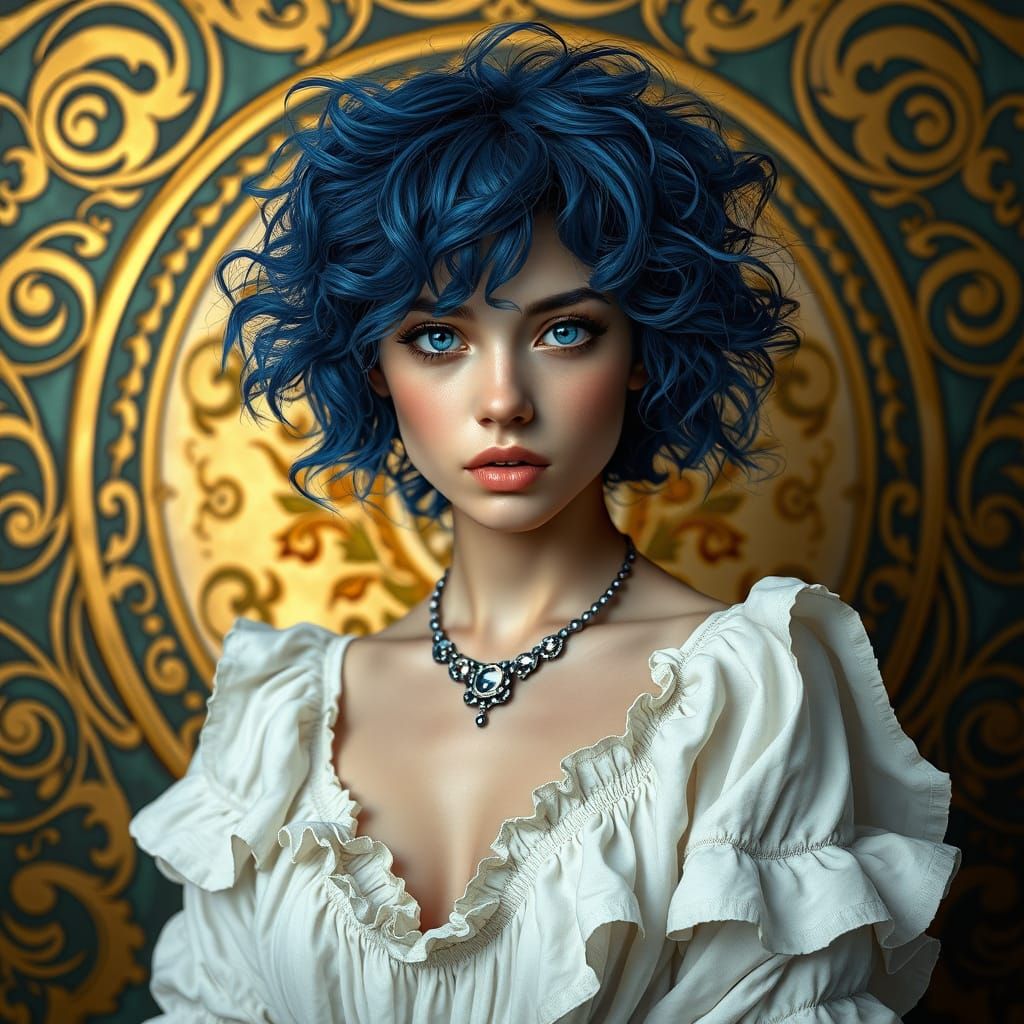 Stunning Young Woman in Art Nouveau-Inspired Portrait
