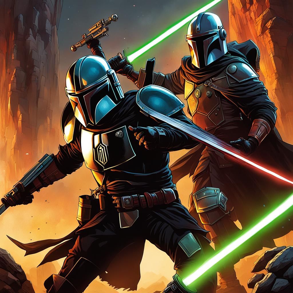 Mandalorian Bounty Hunter vs Giant Monster