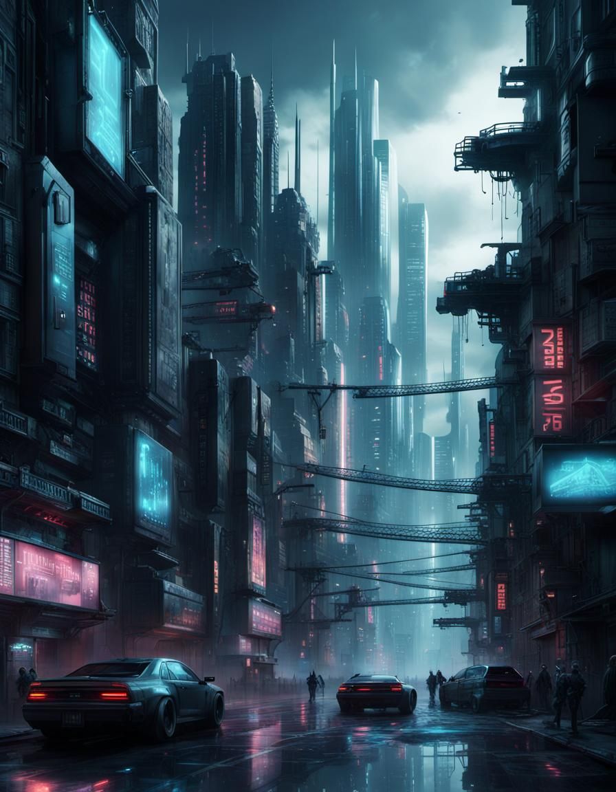 Cyberpunk Metropolis in Vibrant Digital Splendor