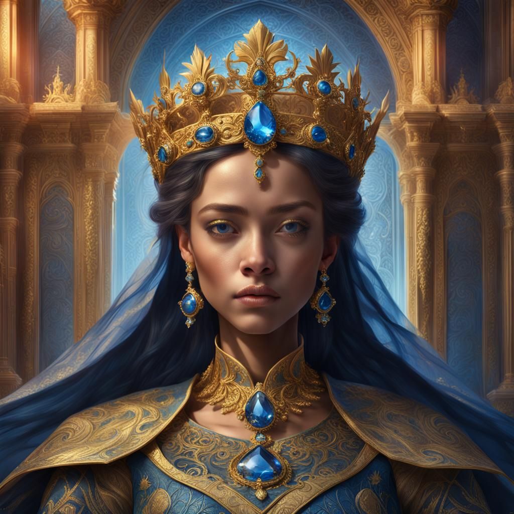 High Fantasy Queen Portrait in Mystical Hall