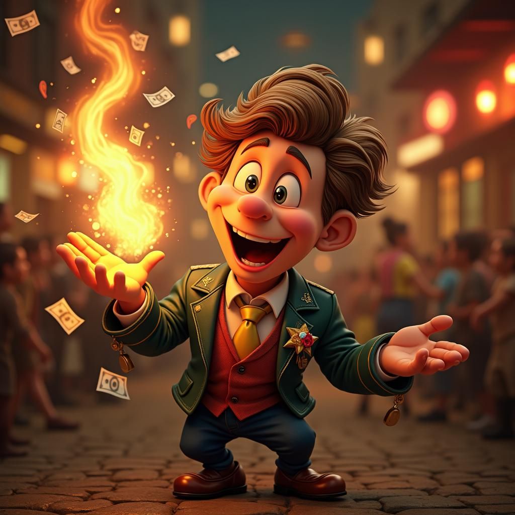 Cartoon of Richie Rich Throwing Money