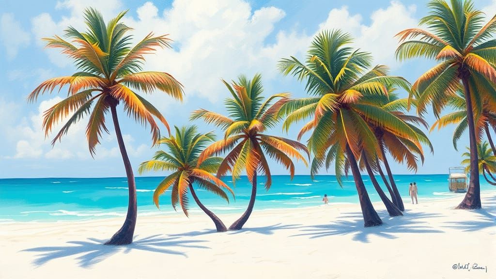 Rose Palm Beach in Impressionistic Style