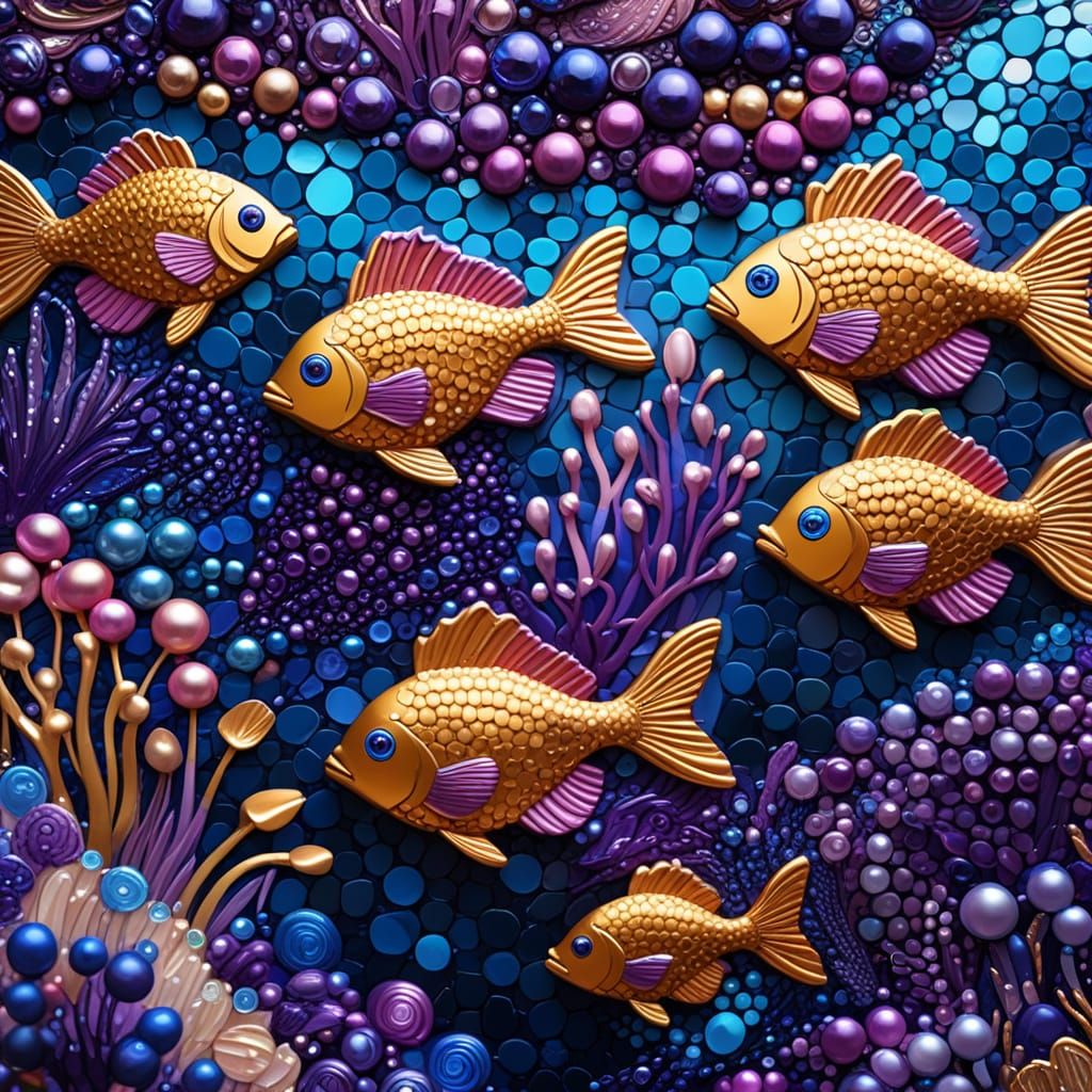 Beaded Ocean Reef in Fauvist Style