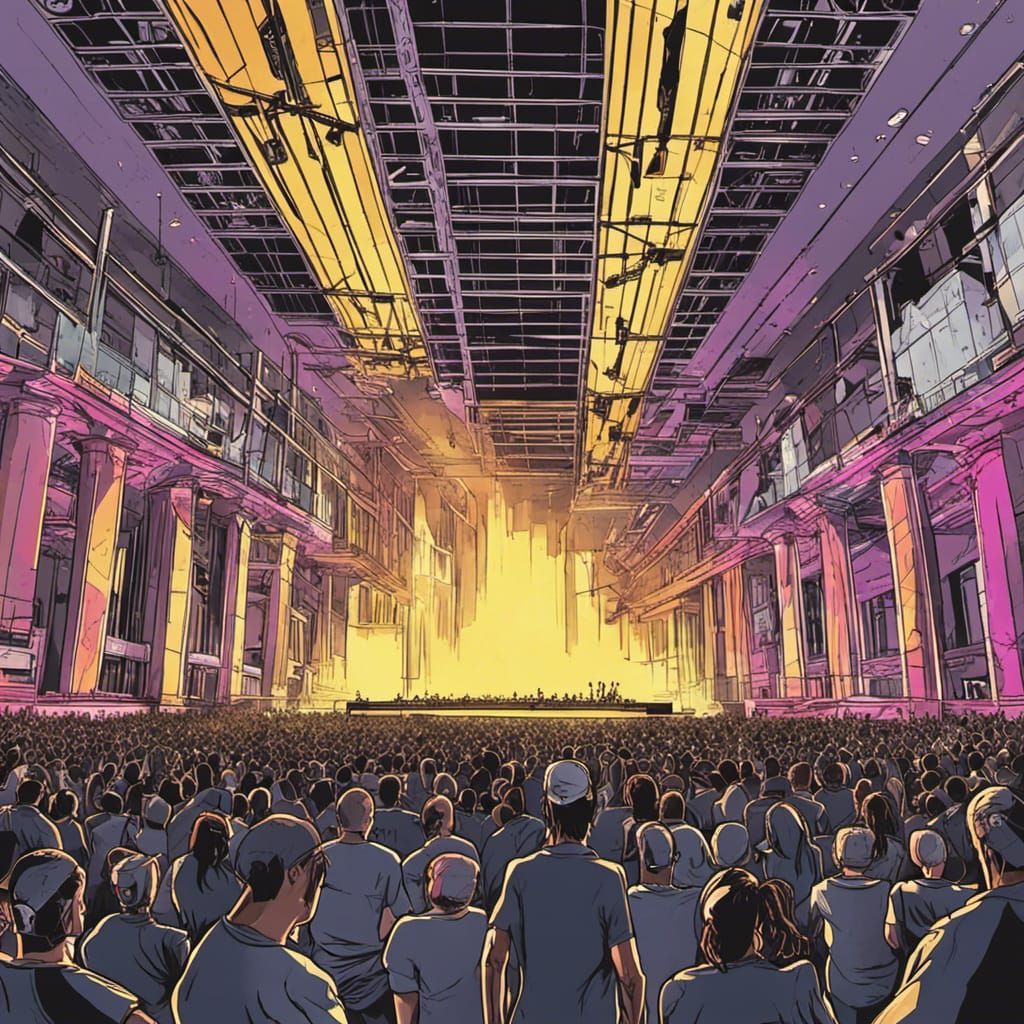 City Center Rave with Intense Lighting