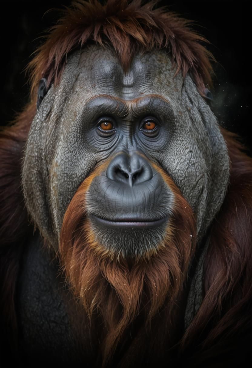 Orangutan in Watercolor with Dynamic Lighting