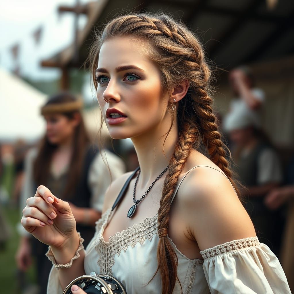 Glamorous Viking Supermodel Performs in Outdoor Festival