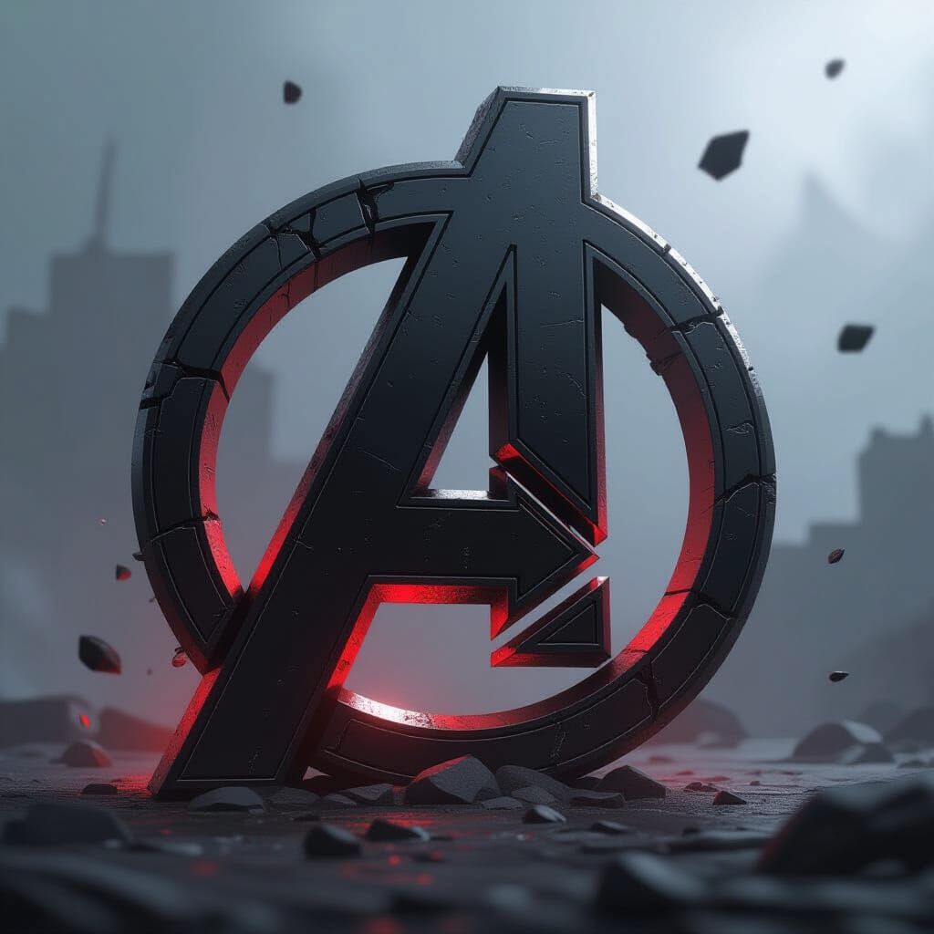Epic Avengers Style 'A' Logo in Black and Red Metal