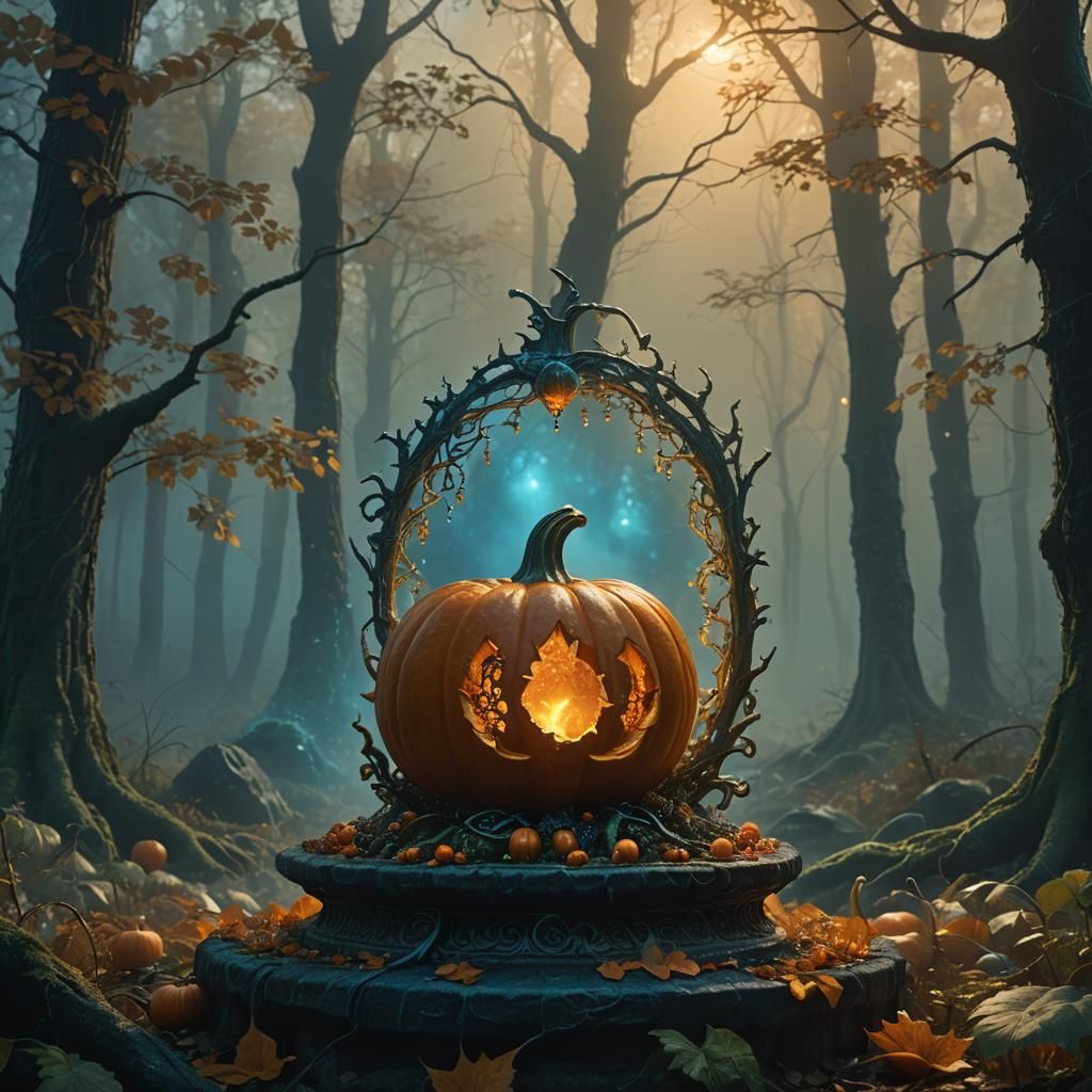 Jeweled Pumpkin in Mystical Forest Concept Art