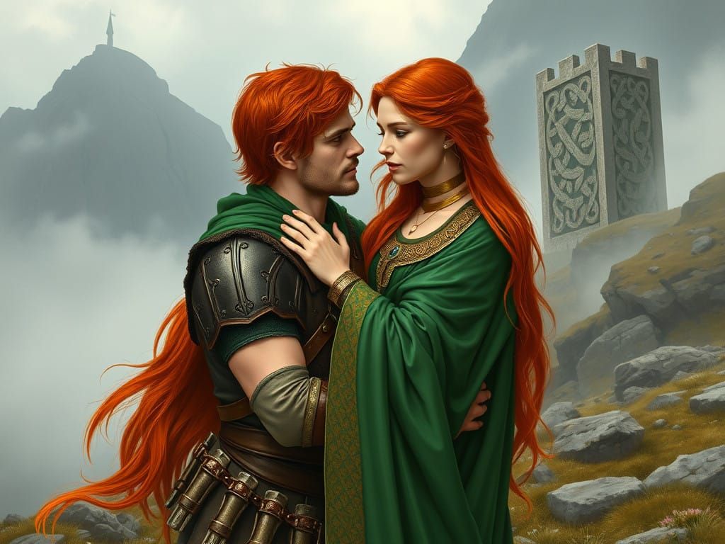 Red-Haired Irish Warrior's Bittersweet Farewell in Emerald L...