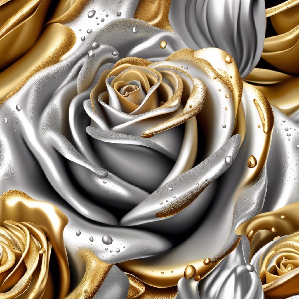 Silver and Gold Rose Macro Shot