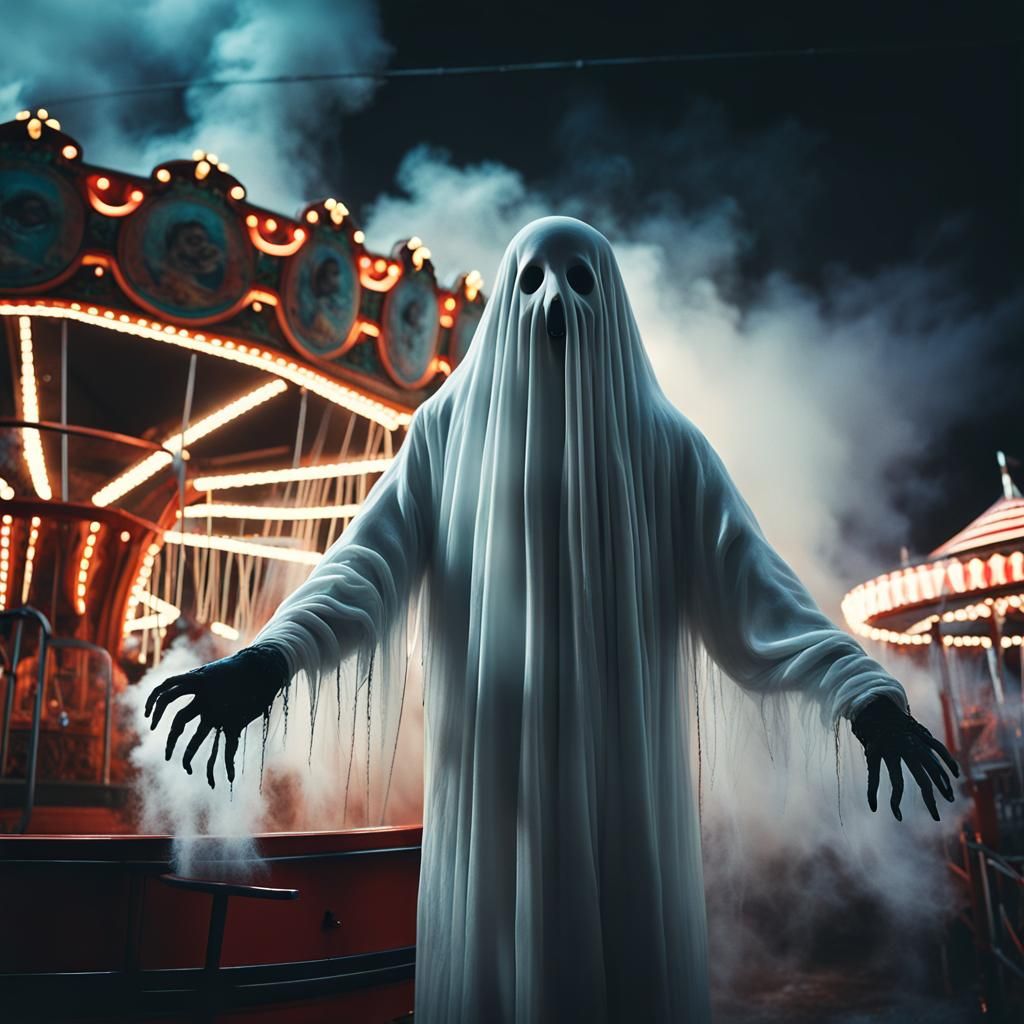 Haunting Ghost at Carnival: Horror Photograph