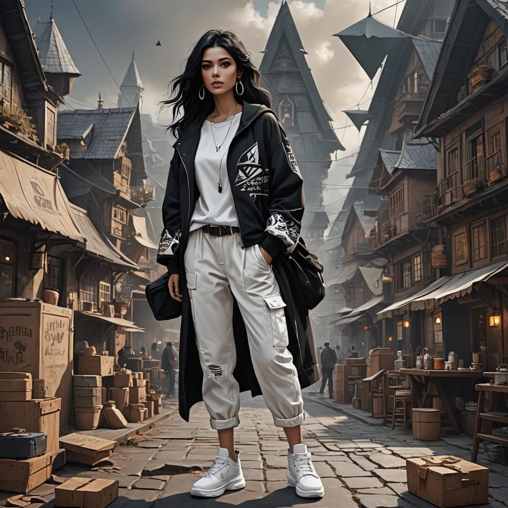 Beautiful Coffee-Colored Girl in Detailed Matte Painting