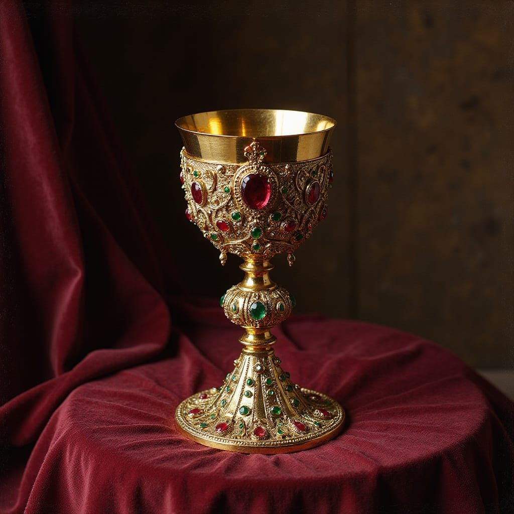 Luxurious Baroque Chalice Adorned with Rubies and Emeralds