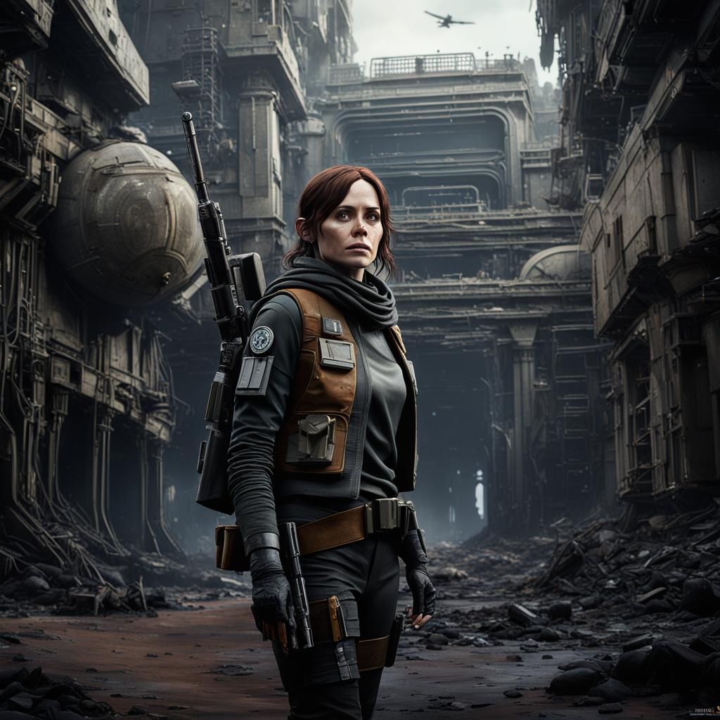 Jyn Erso: Detailed Matte Painting in Star Wars Style