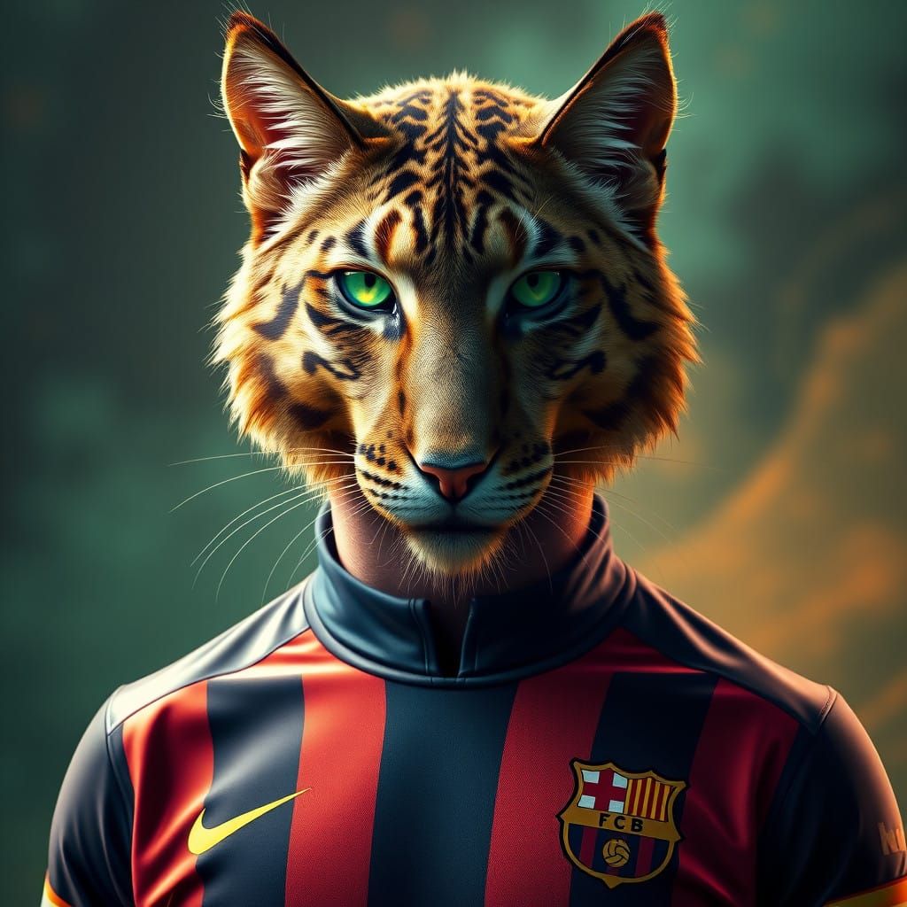Feline Soccer Prodigy in Dreamlike Realism