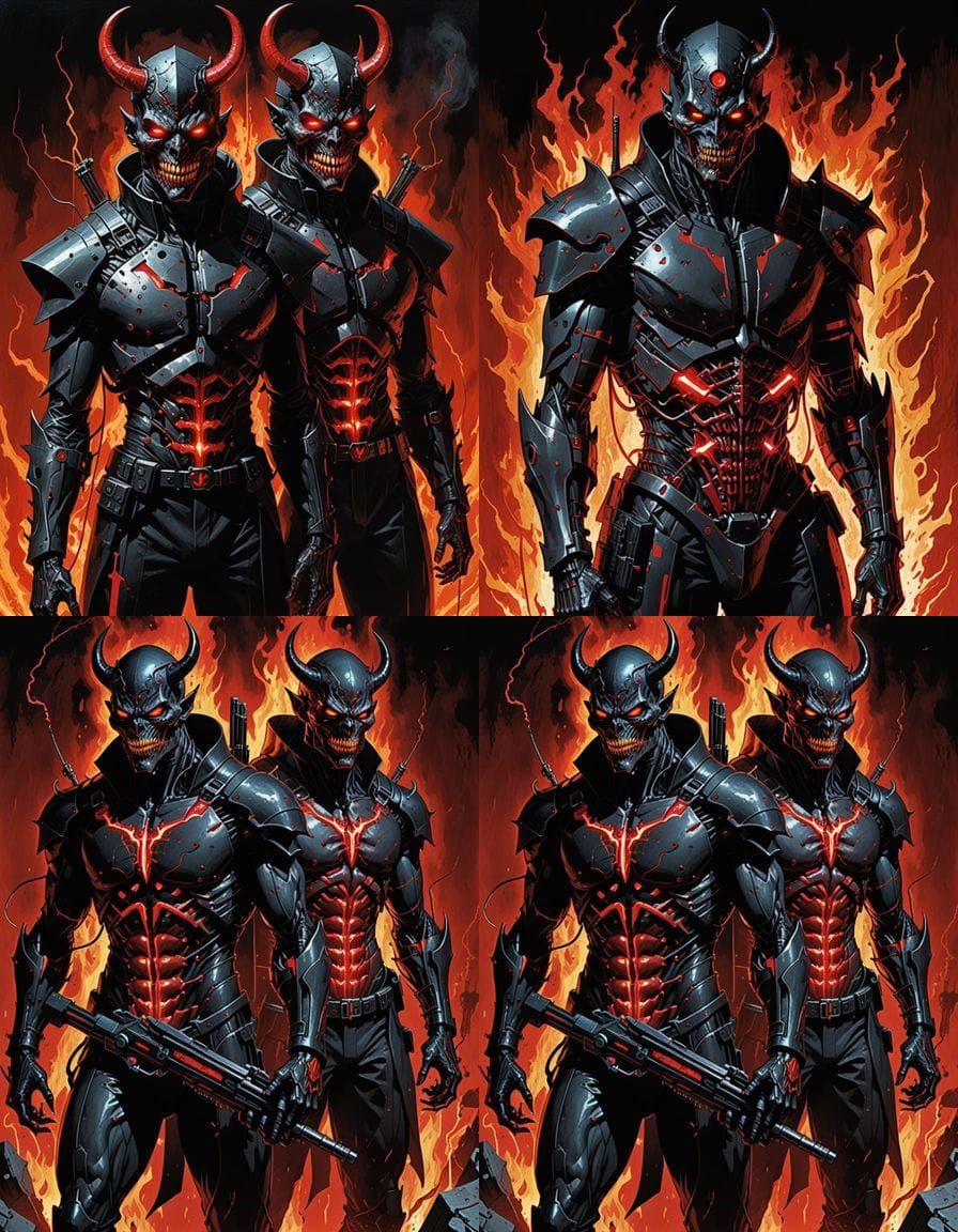 Cyberpunk Assassins in Dark, Futuristic Suits