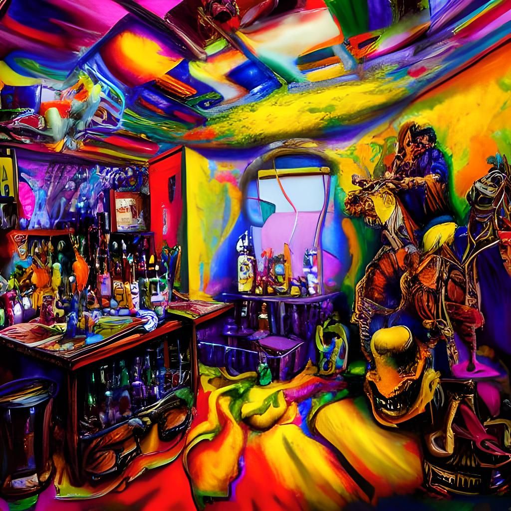 Chaotic Artist's Studio in Expressionist Style