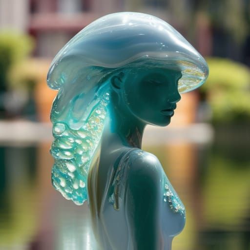 Elegant Water Elemental Girl as Digital Art