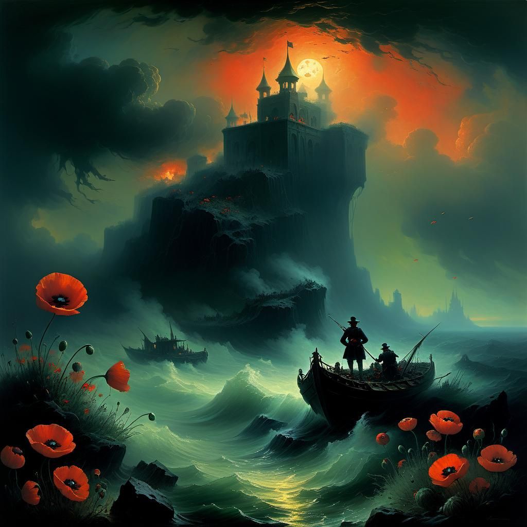 Carnivorous Poppies in Doomsday Mood, Romantic Style