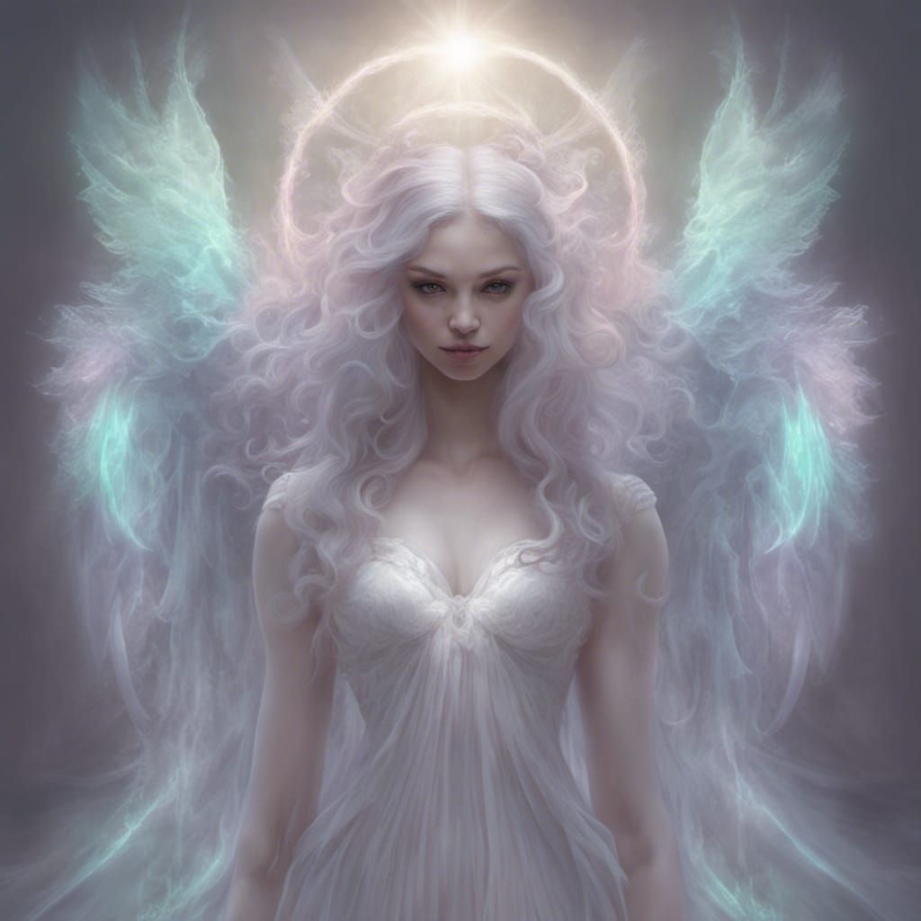 Ectoplasmic Angel with Glowing Halo and Wings