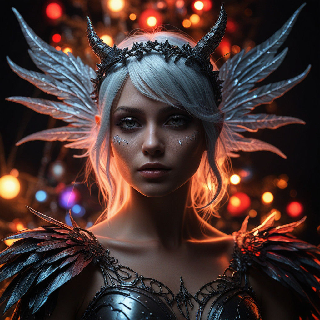 Whimsical Christmas Scene in Vibrant Red and Silver