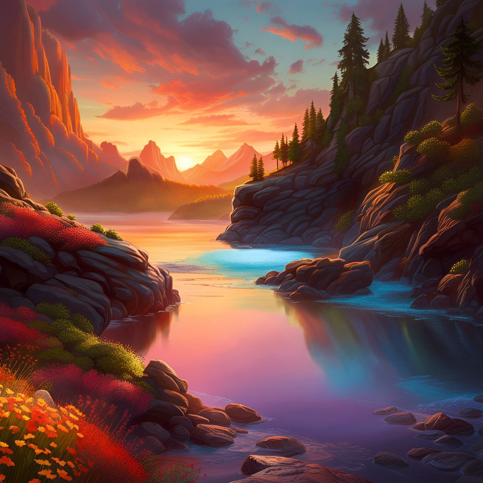 A moonlit canyon, moonlight falls on glittering sapphires.  ...