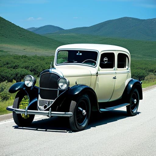 Elegant Woman Standing Beside a Vintage Automobile