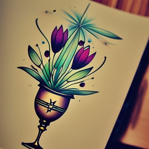 Tattoo Design: Floral Chalice 11