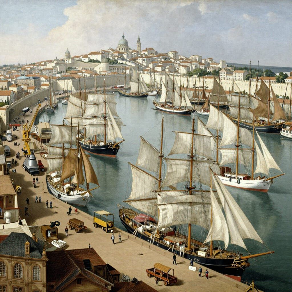 Aerial View of Port Solaris Harbour with Forest of Ships