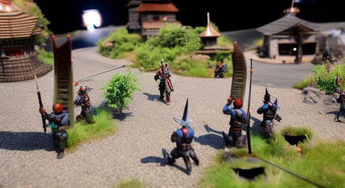 Dragon Riders Attack Castle Town Diorama