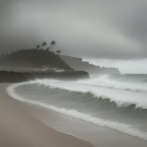 Impressionist Beach Path in Heavy Rain