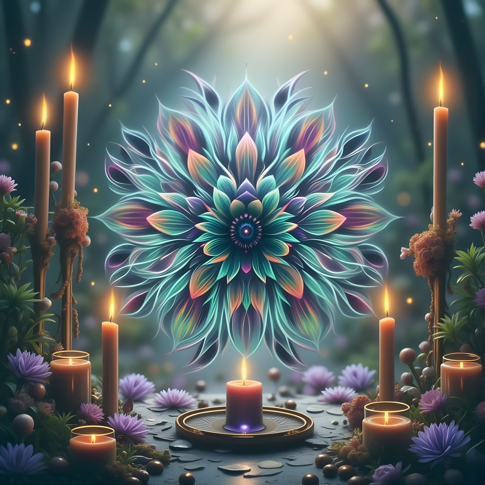 Ethereal Candle Mandala in Soft Shades